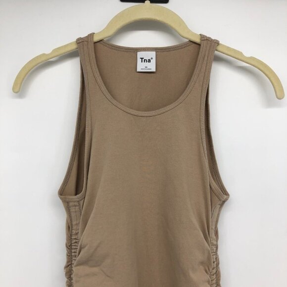 Aritzia TNA Tan Chill Malibu Ruched Bodycon Mini Dress size XS - Picture 5 of 16
